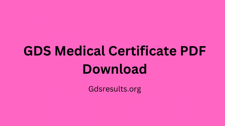 GDS Medical Certificate PDF Download